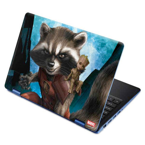 Marvel Rocket and Baby Groot Cosmic Bond Aspire R11 11.6in Skin