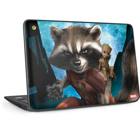 Marvel Rocket and Baby Groot Cosmic Bond HP Chromebook Skin