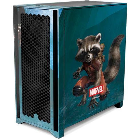 Marvel Rocket and Baby Groot Cosmic Bond Corsair 4000D Tempered Glass Mid-Tower ATX Case Skin