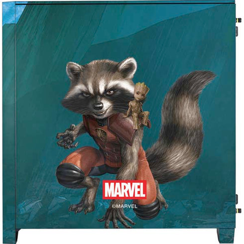 Marvel Rocket and Baby Groot Cosmic Bond Corsair 4000D Tempered Glass Mid-Tower ATX Case Skin