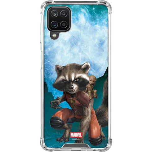 Marvel Rocket and Baby Groot Cosmic Bond Galaxy A12 Clear Case