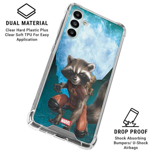 Marvel Rocket and Baby Groot Cosmic Bond Galaxy A13 5G Clear Case