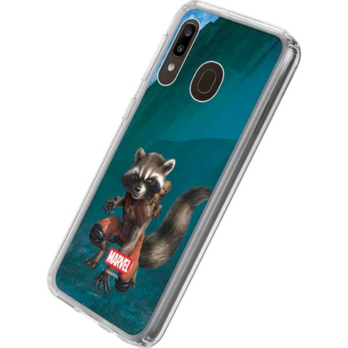 Marvel Rocket and Baby Groot Cosmic Bond Galaxy A20 Clear Case