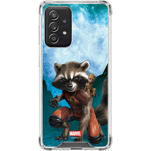 Marvel Rocket and Baby Groot Cosmic Bond Galaxy A52 5G Clear Case