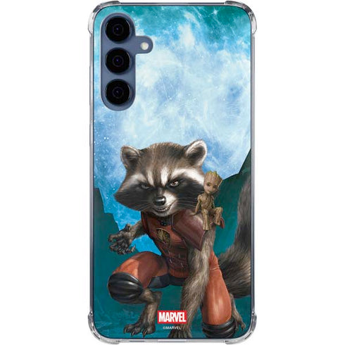 Marvel Rocket and Baby Groot Cosmic Bond Galaxy A55 5G Clear Case