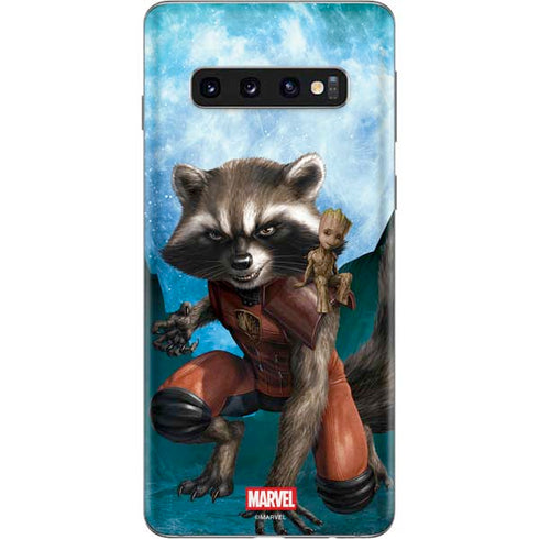 Marvel Rocket and Baby Groot Cosmic Bond Galaxy S10 Skin