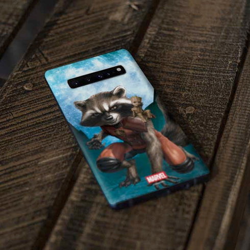 Marvel Rocket and Baby Groot Cosmic Bond Galaxy S10 Skin