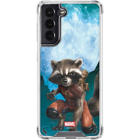 Marvel Rocket and Baby Groot Cosmic Bond Galaxy S21 5G Clear Case