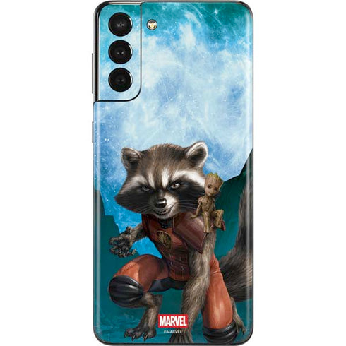 Marvel Rocket and Baby Groot Cosmic Bond Galaxy S21 Plus 5G Skin