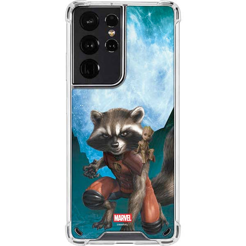 Marvel Rocket and Baby Groot Cosmic Bond Galaxy S21 Ultra 5G Clear Case