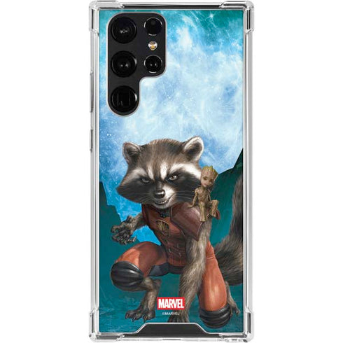 Marvel Rocket and Baby Groot Cosmic Bond Galaxy S24 Ultra Clear Case