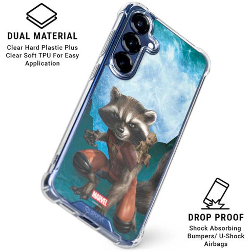 Marvel Rocket and Baby Groot Cosmic Bond Galaxy S25 Plus Clear Case