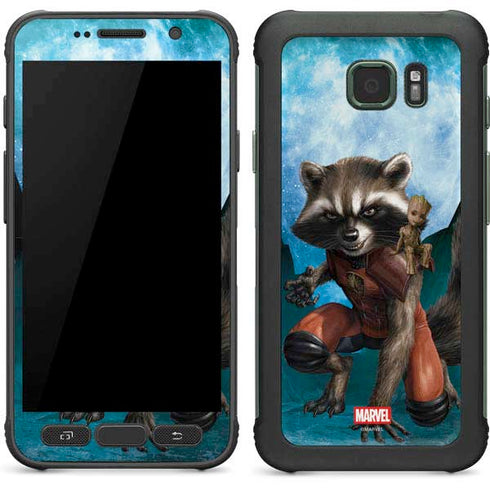 Marvel Rocket and Baby Groot Cosmic Bond Galaxy S7 Active Skin
