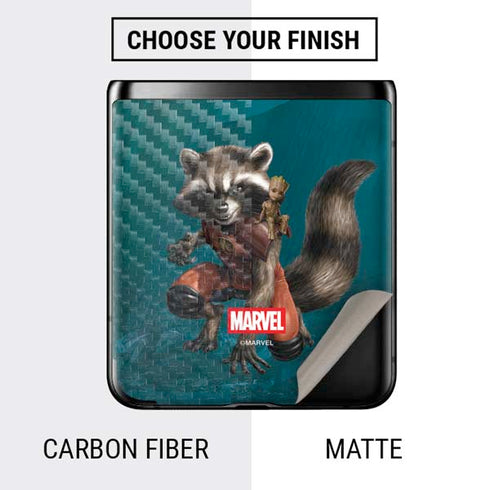 Marvel Rocket and Baby Groot Cosmic Bond Galaxy Z Flip Skin