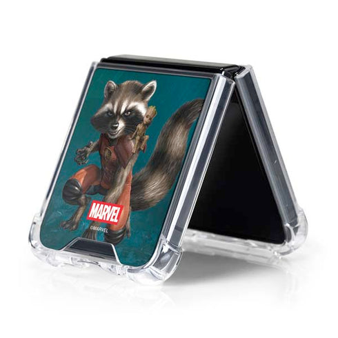 Marvel Rocket and Baby Groot Cosmic Bond Galaxy Z Flip5 5G Clear Case