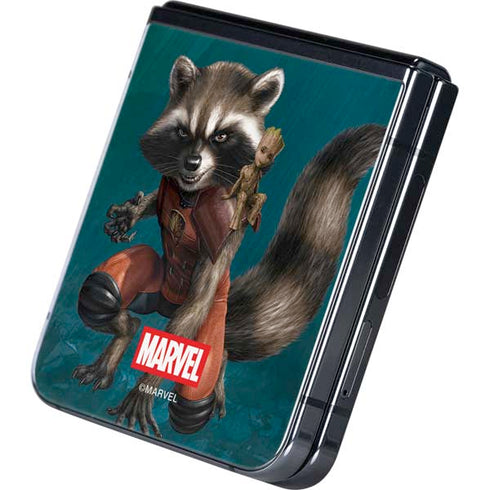 Marvel Rocket and Baby Groot Cosmic Bond Galaxy Z Flip5 5G Skin