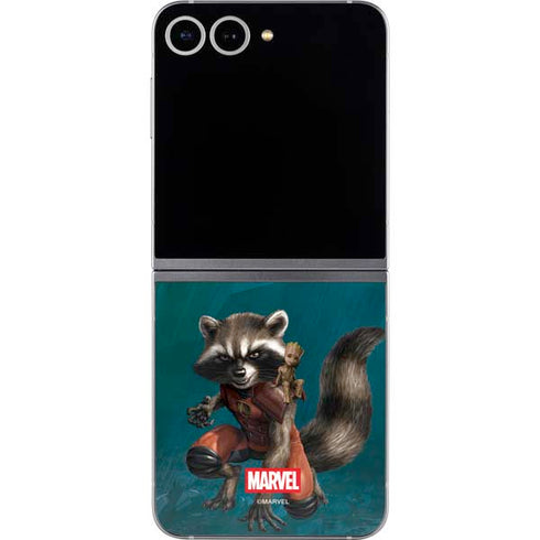 Marvel Rocket and Baby Groot Cosmic Bond Galaxy Z Flip6 Skin