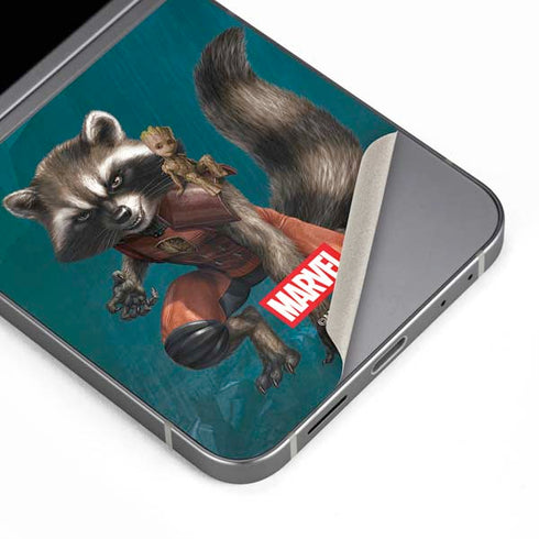 Marvel Rocket and Baby Groot Cosmic Bond Galaxy Z Flip6 Skin