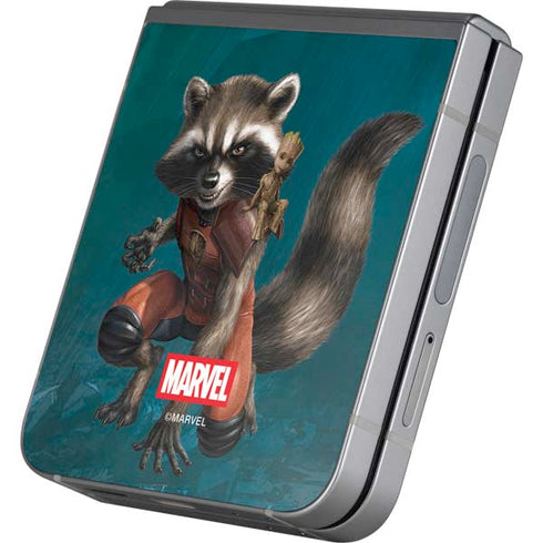 Marvel Rocket and Baby Groot Cosmic Bond Galaxy Z Flip6 Skin