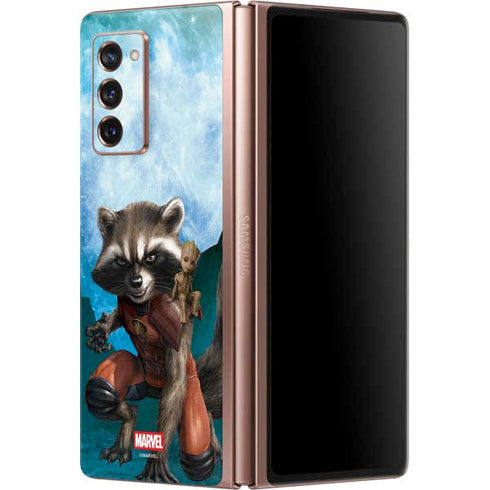 Marvel Rocket and Baby Groot Cosmic Bond Galaxy Z Fold2 5G Skin