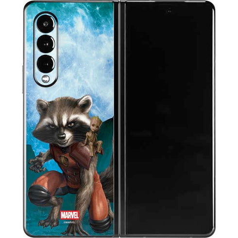 Marvel Rocket and Baby Groot Cosmic Bond Galaxy Z Fold3 5G Skin