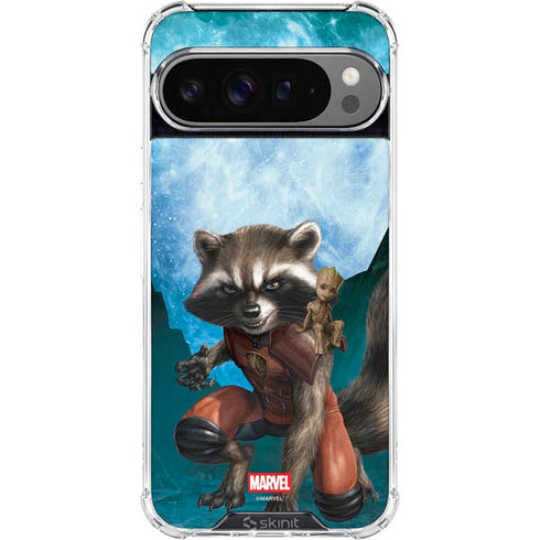 Marvel Rocket and Baby Groot Cosmic Bond Google Pixel 10 Pro XL Clear Case