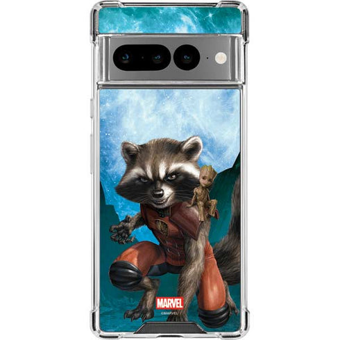 Marvel Rocket and Baby Groot Cosmic Bond Google Pixel 7 Pro Clear Case