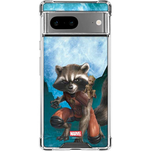 Marvel Rocket and Baby Groot Cosmic Bond Google Pixel 8a Clear Case