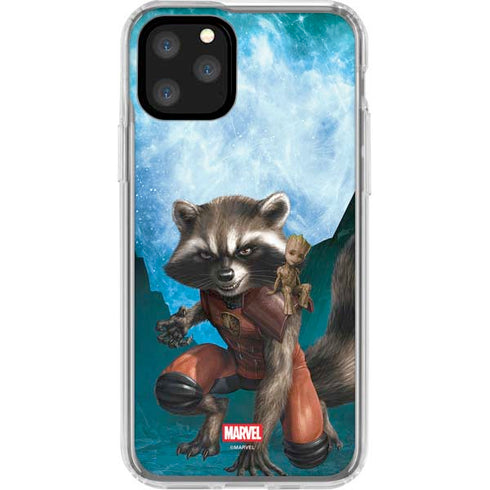 Marvel Rocket and Baby Groot Cosmic Bond iPhone 11 Pro Clear Case