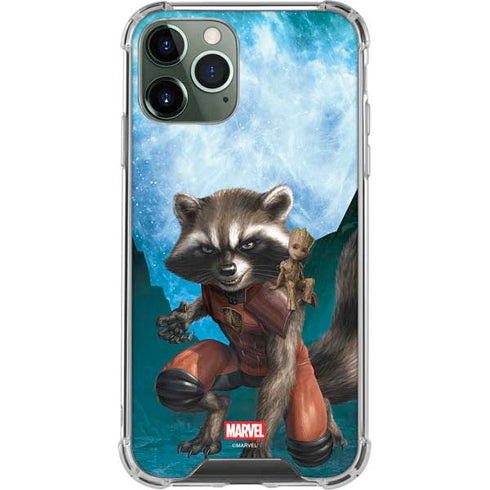 Marvel Rocket and Baby Groot Cosmic Bond iPhone 11 Pro Max Clear Case