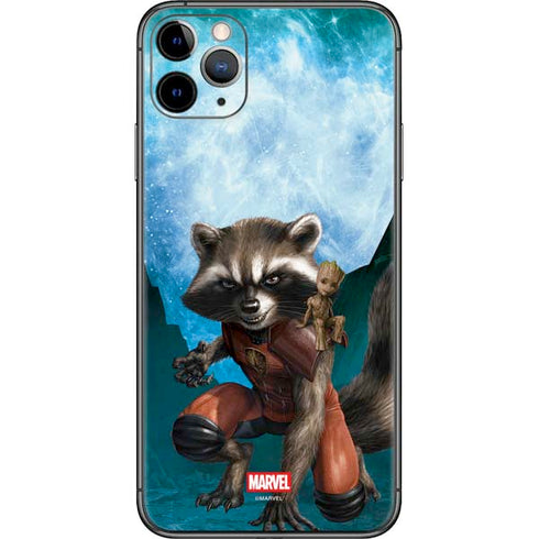 Marvel Rocket and Baby Groot Cosmic Bond iPhone 11 Pro Max Skin