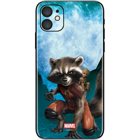 Marvel Rocket and Baby Groot Cosmic Bond iPhone 11 Skin