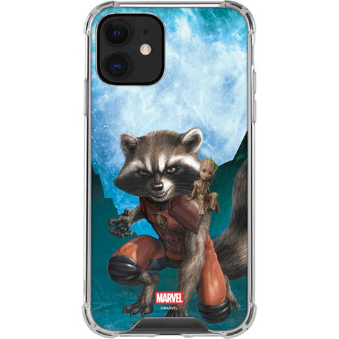 Marvel Rocket and Baby Groot Cosmic Bond iPhone 12 Clear Case