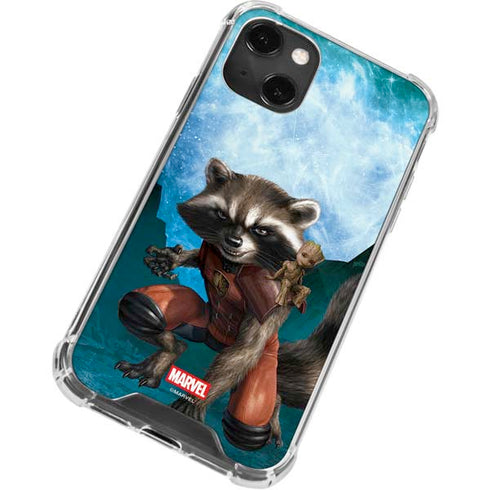 Marvel Rocket and Baby Groot Cosmic Bond iPhone 13 Mini Clear Case