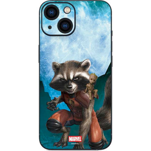 Marvel Rocket and Baby Groot Cosmic Bond iPhone 13 Mini Skin