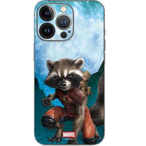 Marvel Rocket and Baby Groot Cosmic Bond iPhone 14 Pro Skin