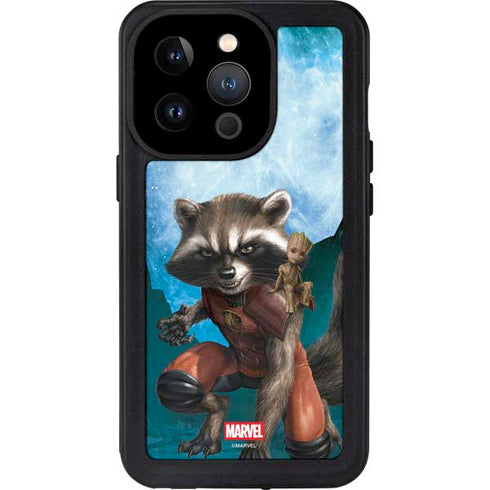 Marvel Rocket and Baby Groot Cosmic Bond iPhone 14 Pro Waterproof Case