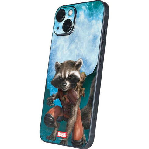 Marvel Rocket and Baby Groot Cosmic Bond iPhone 15 Plus Skin