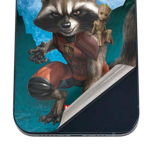 Marvel Rocket and Baby Groot Cosmic Bond iPhone 16 Plus Skin