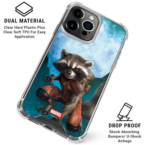 Marvel Rocket and Baby Groot Cosmic Bond iPhone 16 Pro Max Clear Case