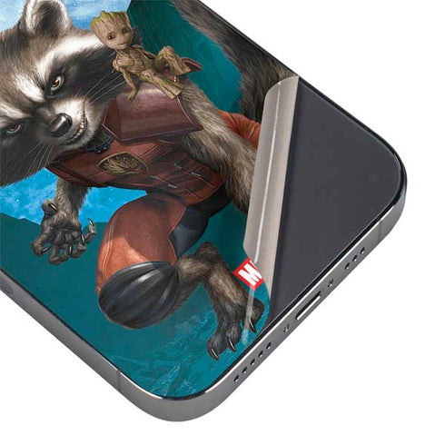 Marvel Rocket and Baby Groot Cosmic Bond iPhone 16 Pro Skin