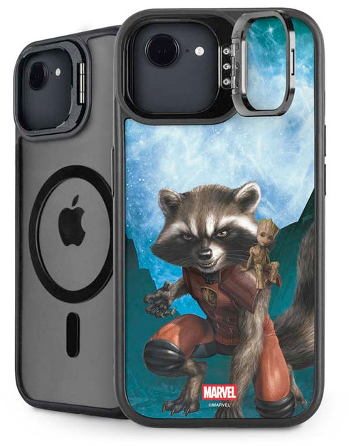 Marvel Rocket and Baby Groot Cosmic Bond iPhone 16e Kickstand Case