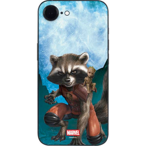 Marvel Rocket and Baby Groot Cosmic Bond iPhone 16e Skin