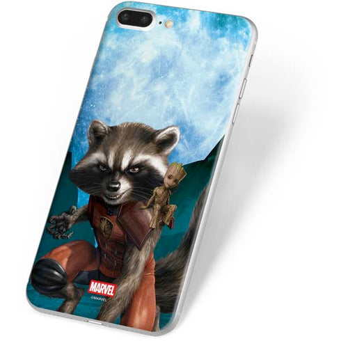 Marvel Rocket and Baby Groot Cosmic Bond iPhone 8 Plus Skin
