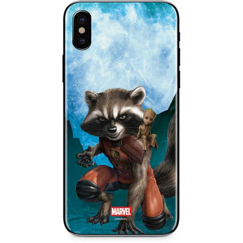 Marvel Rocket and Baby Groot Cosmic Bond iPhone XS Max Skin