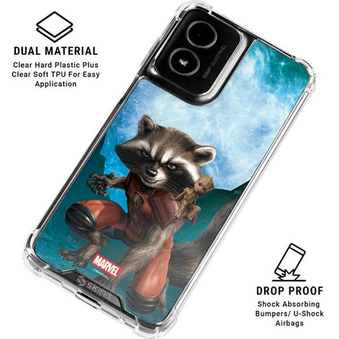 Marvel Rocket and Baby Groot Cosmic Bond Moto G Power 5G (2024) Clear Case