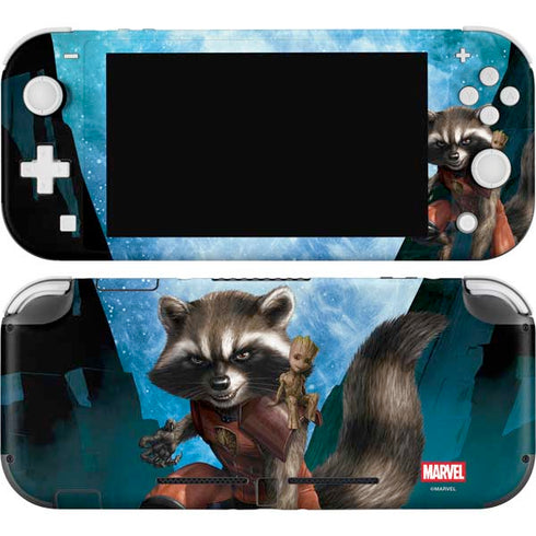 Marvel Rocket and Baby Groot Cosmic Bond Nintendo Switch Lite Skin