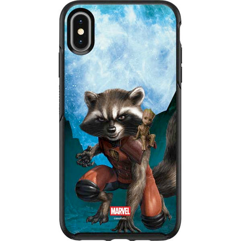 Marvel Rocket and Baby Groot Cosmic Bond Otterbox Symmetry iPhone Skin