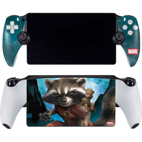Marvel Rocket and Baby Groot Cosmic Bond PlayStation Portal Remote Player Skin