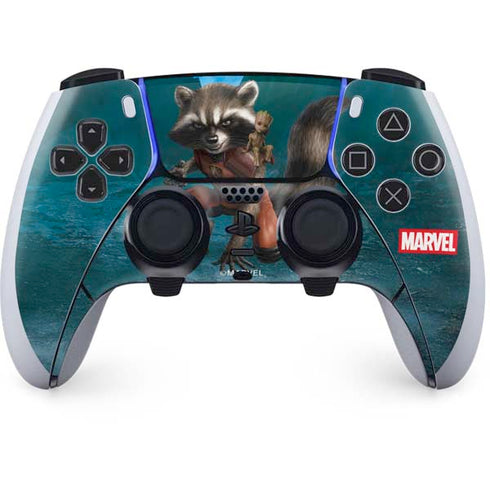 Marvel Rocket and Baby Groot Cosmic Bond PS5 DualSense Edge Pro Controller Skin